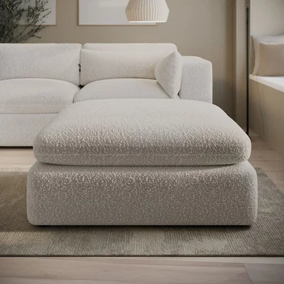 Furniture123 Beige Boucle Footstool - Hudson