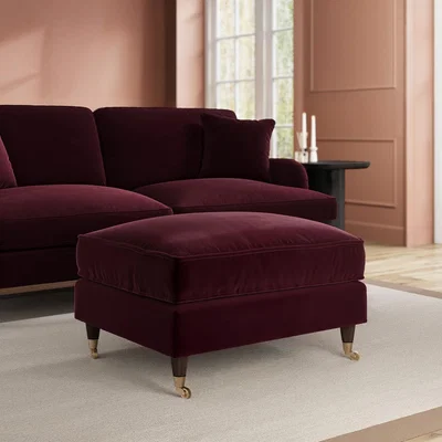 Furniture123 Burgundy Velvet Footstool - Payton