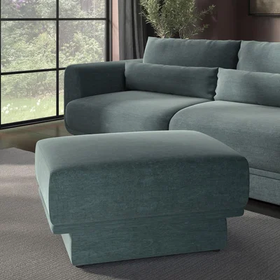 Furniture123 Blue Chenille Footstool - Ramses