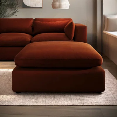 Furniture123 Burnt Orange Velvet Footstool - Hudson