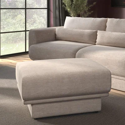 Furniture123 Beige Chenille Footstool - Ramses