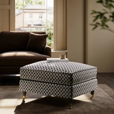 Furniture123 Patterned Velvet Footstool - Payton