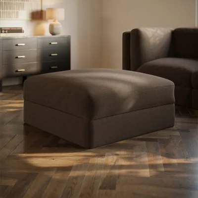 Furniture123 Brown Chenille Ottoman Storage Footstool - Cameron