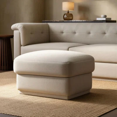 Furniture123 Cream Chenille Ottoman Storage Footstool - Caleb