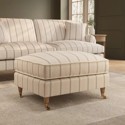 Furniture123 Cream Chenille Grey Striped Footstool - Payton