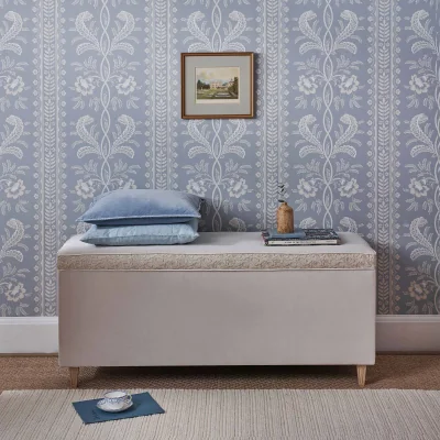 French Bedroom Cloud Dreamer Velvet Upholstered Ottoman