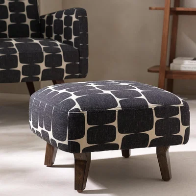 Habitat Habitat x Scion Lohko Fabric Footstool - Black & White