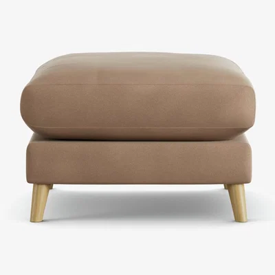Habitat Habitat Lomond Velvet Footstool - Latte - Ash Leg