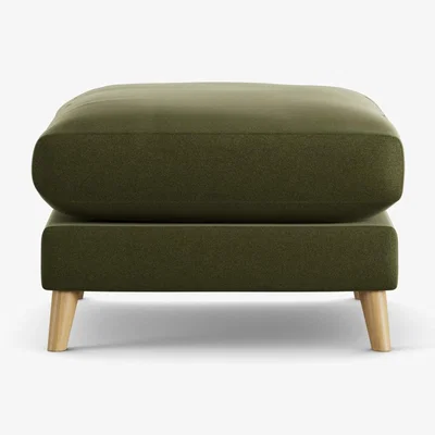 Habitat Habitat Lomond Velvet Footstool - Moss Green - Ash Leg
