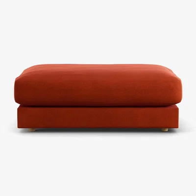 Habitat Habitat Ayr Velvet Footstool - Burnt Orange