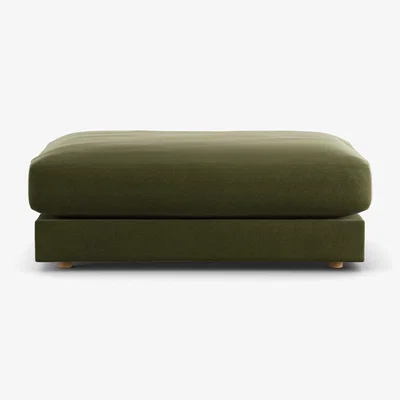 Habitat Habitat Ayr Velvet Footstool - Moss Green