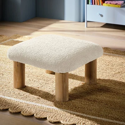 Habitat Habitat May Chenille 60x60 Fabric Footstool - Natural