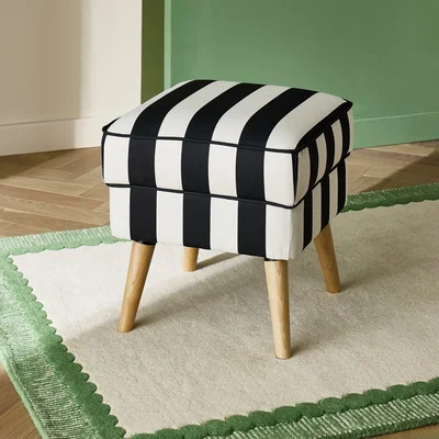 Habitat Habitat Callie Fabric Footstool - Black & White
