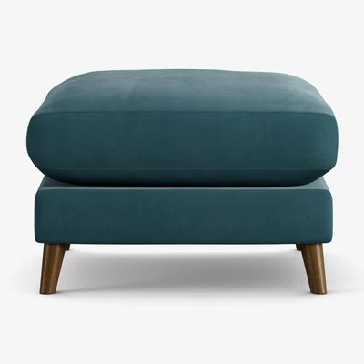 Habitat Habitat Lomond Fabric Footstool - Teal - Dark Leg