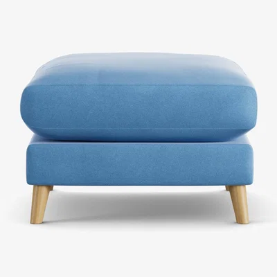 Habitat Habitat Lomond Velvet Footstool - Sky Blue - Ash Leg