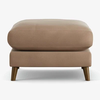 Habitat Habitat Lomond Velvet Footstool - Latte - Dark Leg