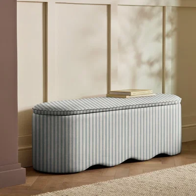 Habitat Habitat Onda Large Fabric Ottoman - Blue & White