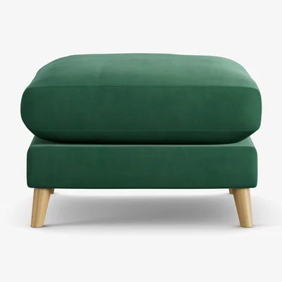 Habitat Habitat Lomond Fabric Footstool - Green - Ash Leg
