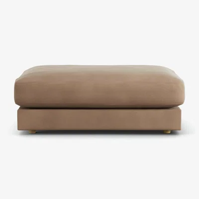 Habitat Habitat Ayr Velvet Footstool - Latte
