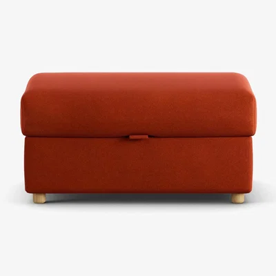 Habitat Habitat Holmfirth Velvet Footstool - Burnt Orange