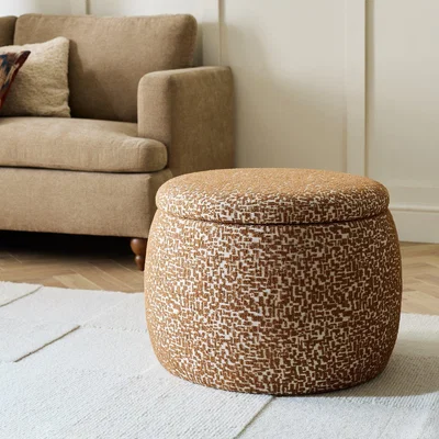 Habitat Habitat Cove Fabric Storage Ottoman - Brown & Cream