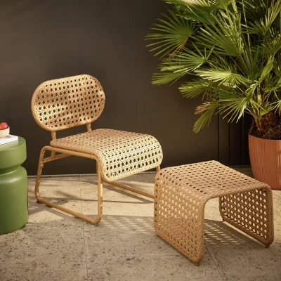 Habitat Habitat Global Accent Chair and Footstool - Natural
