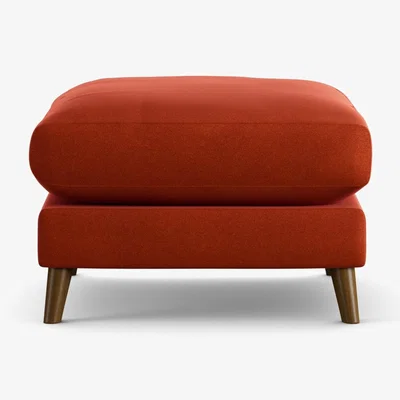 Habitat Habitat Lomond Velvet Footstool - Orange - Dark Leg
