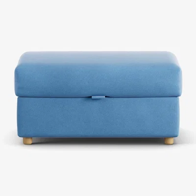 Habitat Habitat Holmfirth Velvet Footstool -  Sky Blue