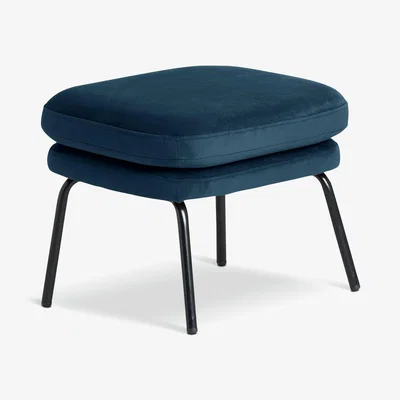 Habitat Habitat Celine Velvet Footstool - Navy