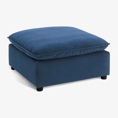 Habitat Habitat Willow Velvet Footstool - Navy