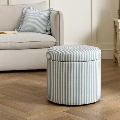 Habitat Habitat Leo Fabric Storage Ottoman - Blue & White