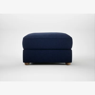 Heal's Heal's Tailor Rectangular Footstool Melton Wool New Navy Natural Feet