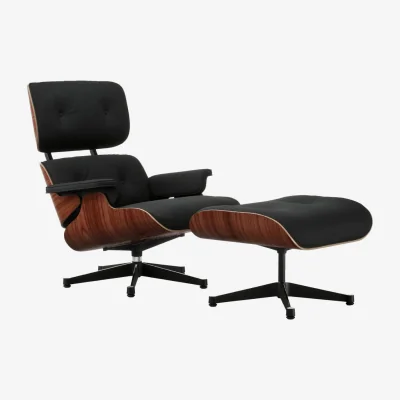 Heal's Vitra Eames Lounge Chair & Ottoman Santos Pal. Contemporary Calma 08 Dark Anthracite Black Base 04