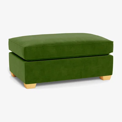 Heal's Heal's Torino Footstool Smart Luxe Velvet Grass Black Feet - Heal's UK Furniture