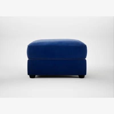 Heal's Heal's Tailor Rectangular Footstool Smart Luxe Velvet Azure Black Feet
