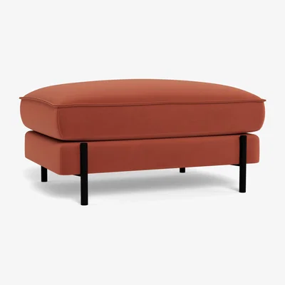 Heal's Heal's Tortona Footstool Smart Luxe Velvet Tawny Black Feet