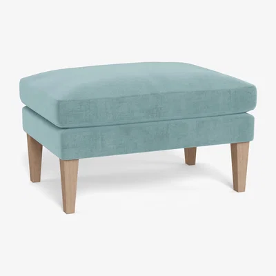 Heal's Heal's Wallis Ottoman Smart Luxe Velvet Mineral Blue Black Painted Oak Feet
