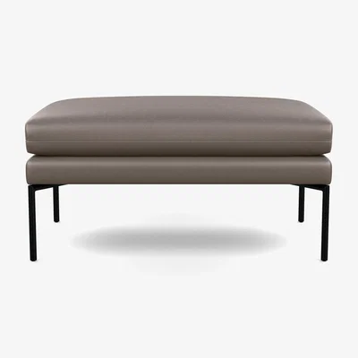 Heal's Heal's Matera Large Ottoman Grain Leather Dark Brown 068 Stainless Steel Foot