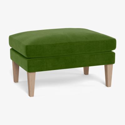 Heal's Heal's Wallis Ottoman Smart Luxe Velvet Grass Tinted Ash Feet
