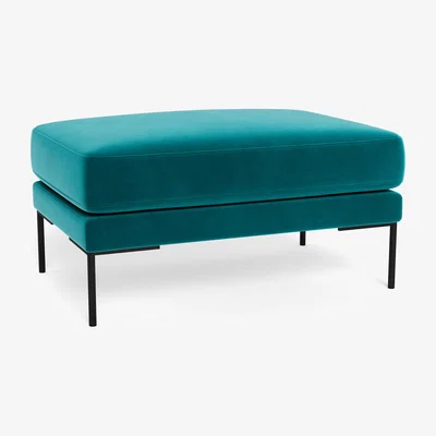 Heal's Heal's Torrington Ottoman Smart Velvet Petrol Black Feet