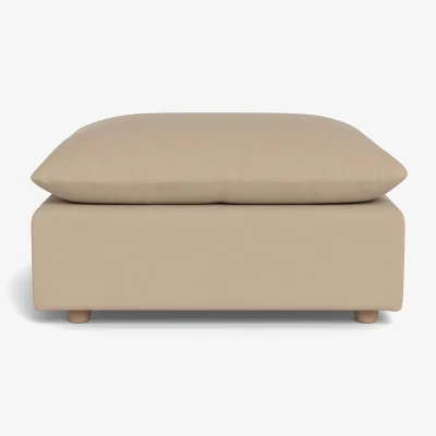 Heal's Heal's Astrid Ottoman Smart Cotton Linen Indigo Natural Beech Feet