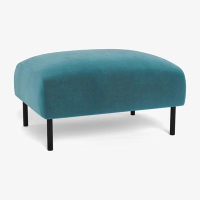 Heal's Heal's Alto Ottoman Smart Luxe Velvet Airforce Blue Black Feet