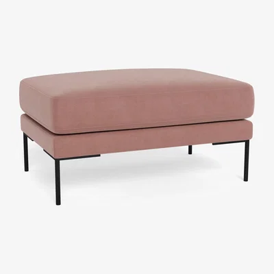 Heal's Heal's Torrington Ottoman Smart Luxe Velvet Dusky Pink Black Feet