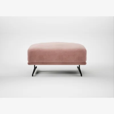 Heal's Heal's Novara Ottoman Smart Luxe Velvet Dusky Pink Black Feet