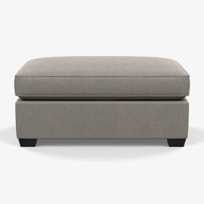 Heal's Heal's Torino Footstool Smart Cotton Linen Indigo Walnut Stained Feet