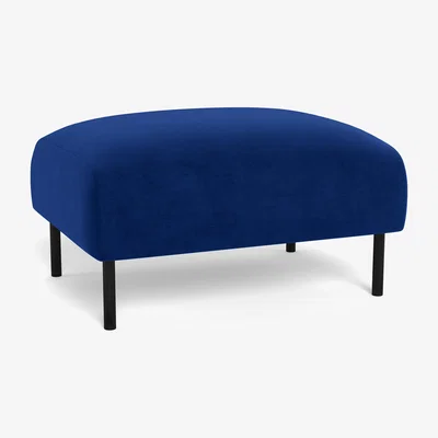 Heal's Heal's Alto Ottoman Smart Luxe Velvet Azure Black Feet