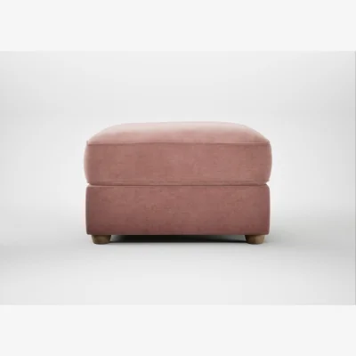 Heal's Heal's Tailor Rectangular Footstool Smart Luxe Velvet Dusky Pink Natural Feet