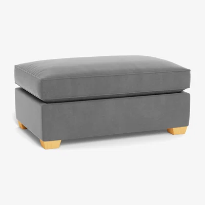 Heal's Heal's Torino Footstool Smart Velvet Mercury Natural Ash Feet - Heal's UK Furniture