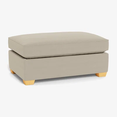 Heal's Heal's Torino Footstool Smart Luxe Velvet Ocean Natural Ash Feet - Heal's UK Furniture
