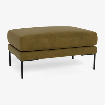 Heal's Heal's Torrington Ottoman Smart Luxe Velvet Peridot Black Feet